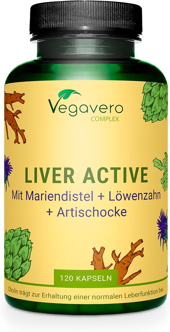 Vegavero Liver Support Supplements | with Artichoke, Chicory & Choline | Natural Cleanse Detox and Repair | NO Additives | 120 Vegan Capsules