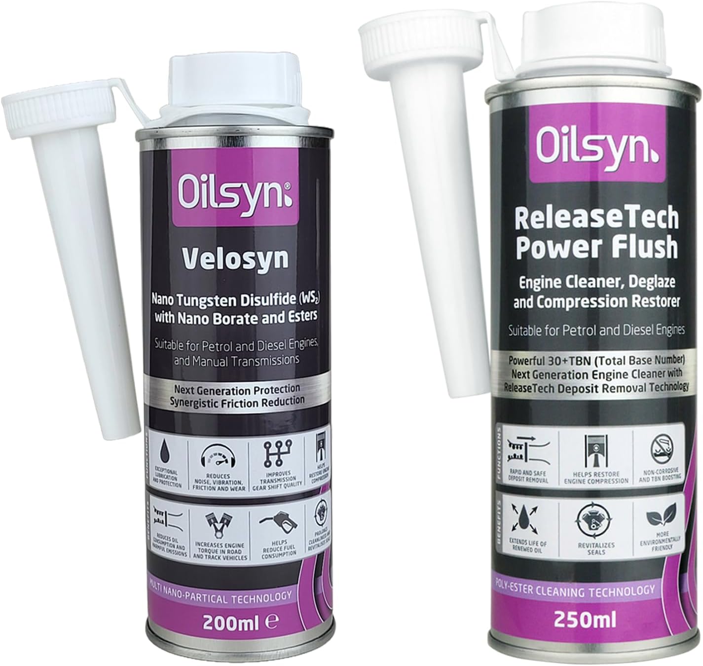 Oilsyn ReleaseTech Engine Oil Flush & Velosyn Multi-Nano Oil Additive Combo Pack