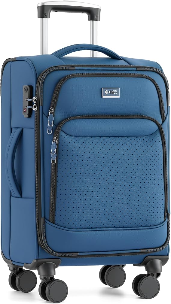COOLIFE Cabin Suitcase Softside 20'' Soft Shell Carry-on 59cm,38L, TSA Lock