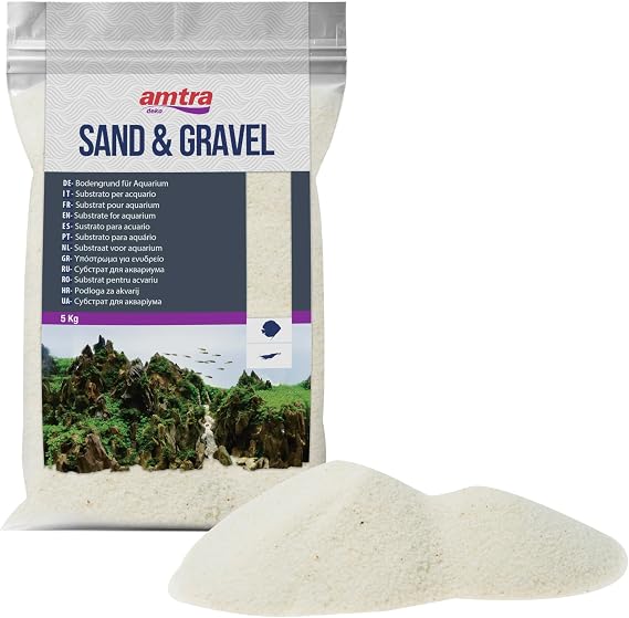 Amtra A4022973 Natural Aquarium Sand, 0.1-3 mm, 5 kg, Extra Fine White