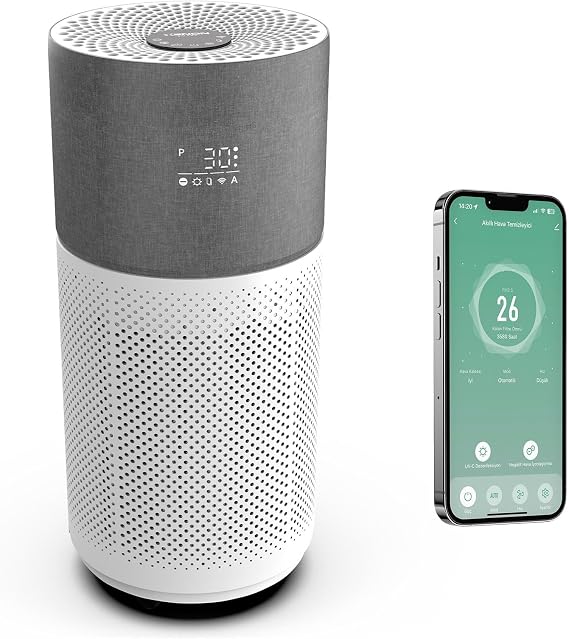 Xenon Smart Hava Temizleyici | Mobil Kontrol Hepa 13 Wifi 550 CADR UVC Göstergeli (Gri) X7420