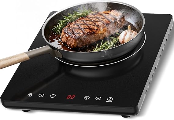 Portable Induction Hob, 2000W Single Induction Cooker with Booster, 9 Power Levels, Touch Control, LED Display, 99-Min Timer and Child Lock, Black