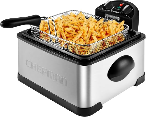 Chefman 4.3L Deep Fat Fryer with Basket Strainer, Adjustable Temp & Timer