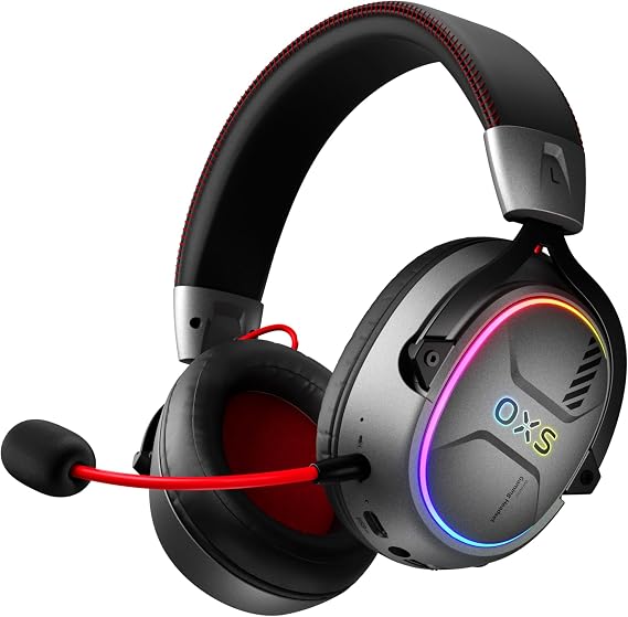 OXS Storm G2 Wireless Gaming Headset, 7.1 Virtual Surround Sound, 3 EQ Modes, 2.4GHz Low Latency, 50mm Driver, 40H Playtime, RGB Light,Bluetooth 5.3, Compatible with PC, Console, Mobile, Black