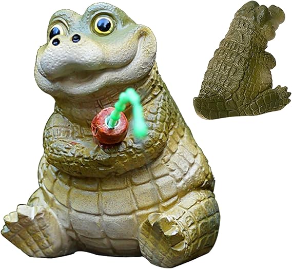 Crocodile Figurine Cute Mini Animal Figures Made of Resin for Garden