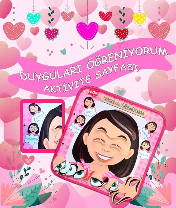 (Kız) Duyguları Öğreniyorum Keçe Cırtlı Aktivite Sayfası - Çocuk Etkinlik, Eğitici Oyuncak