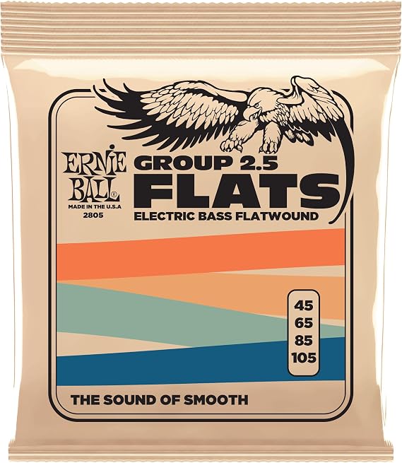 Ernie Ball Flatwound Group 2.5 elektrikli bas teli, kalınlık 45 – 105
