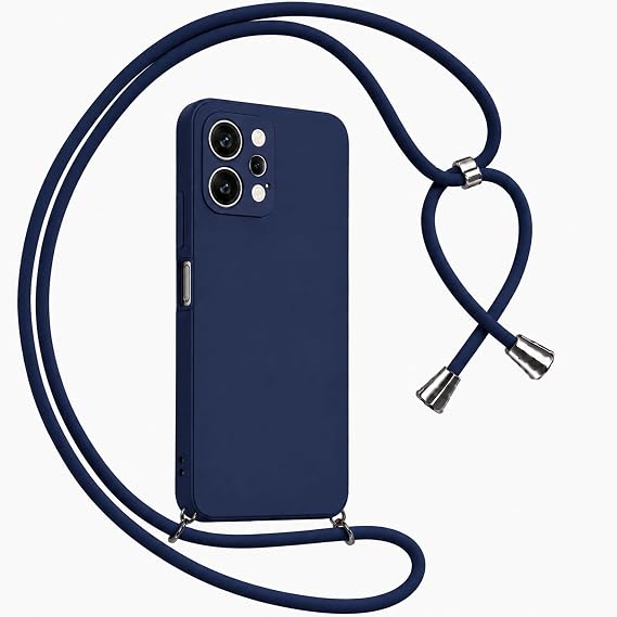 Coverzone Tecno Spark 20 ile Uyumlu Özel Üretim Ayarlanabilir İpli Boyun Askılı Silikon Kılıf Kadife İç Yapılı Viper Boyun Çapraz Taşıma Özellikli Asılabilen İpli Telefon Kılıfı Lacivert