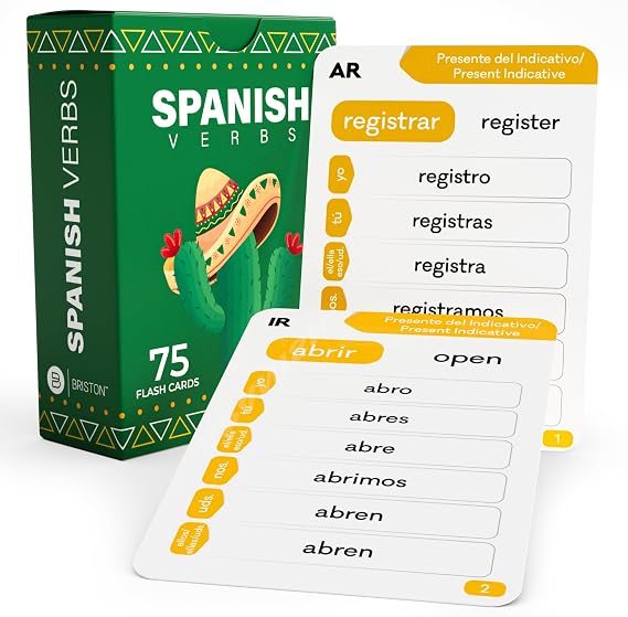 Spanish Verb Flash Cards with Audio – 150 Common Verbs for Language Class
