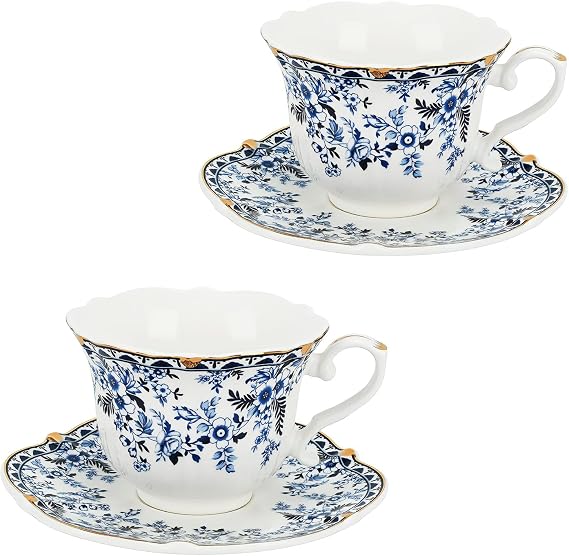 Cappuccino Cups and Saucers Set of 2-250ml Porcelain