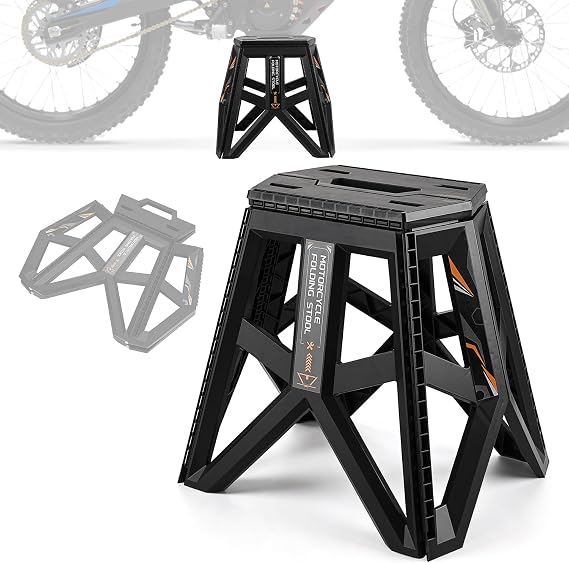 ダートバイクスタンド、折りたたみ式ポータブルオートバイスタンドジャック Surron Light Bee/Talaria/E Ride Pro/GT73/79Bike/Tuttio Soleil01 およびCRF XR CR KX TTR PW KLX 50-150cc ピットバイクのような電動ダートバイク用 ブラック