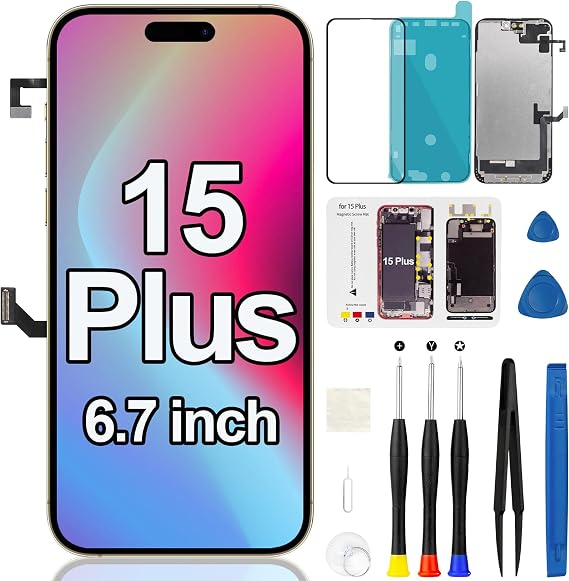 iPhone 15 Plus用交換用イヤーピースフレックスケーブル近接センサー液晶FHDスクリーンディスプレイ3Dタッチデジタイザーアセンブリ修理ツールキットモデルA3094 A2847 A3093 A3096 6.7インチ