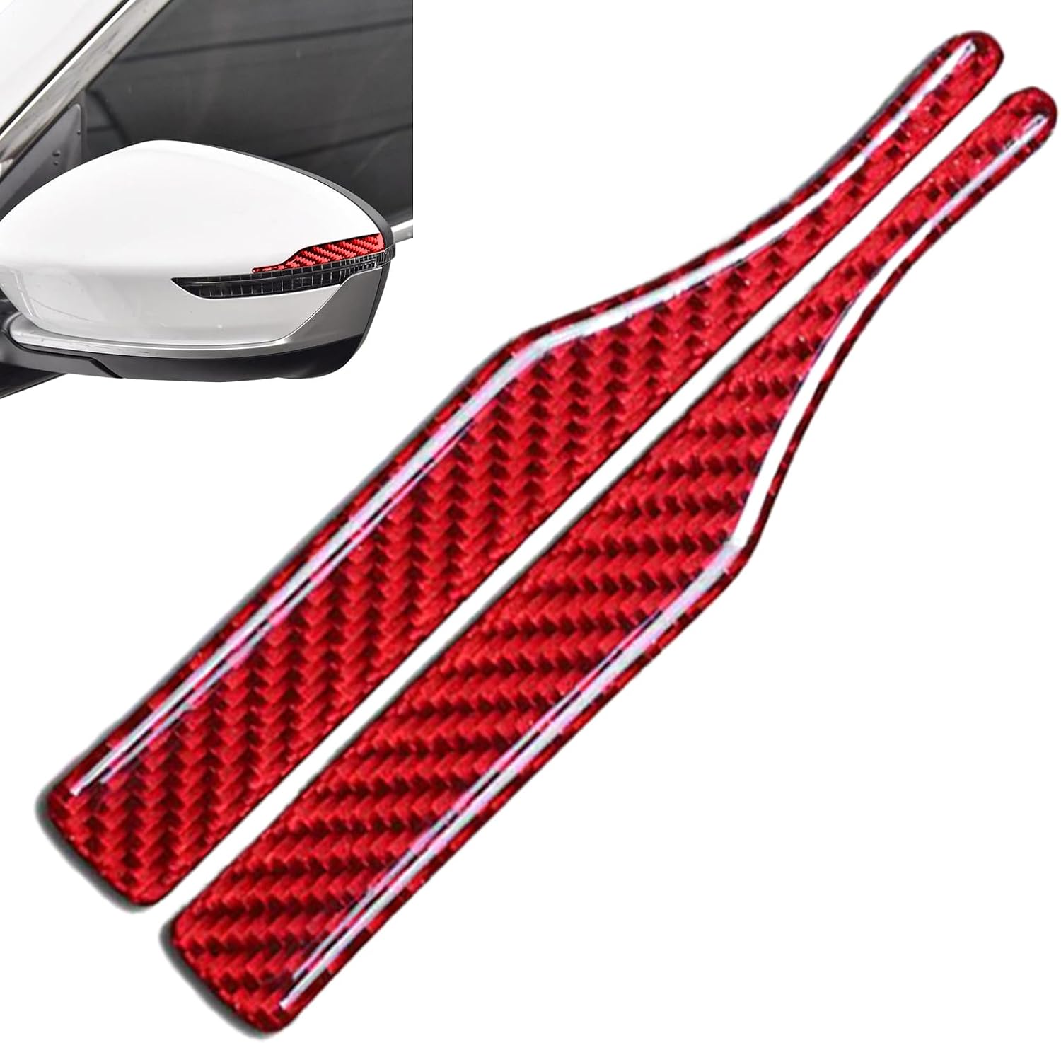 2 Pack Car Mirror Anti-Collision Scratch Strips, Mirror Anti-Collision Protectors, Waterproof Carbon Fiber Anti-Scratch Side View Protectors for All Car Models (13x1.5 cm)
