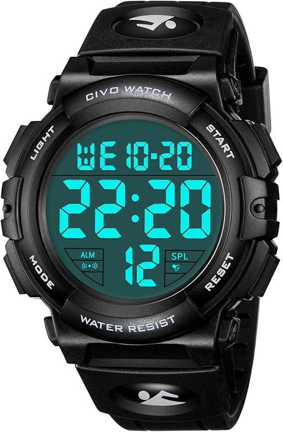 CIVO Men's Digital Sport Watch: Oversized Big Numbers LCD Backlight - Read Time at a Glance While Running No Need to Stop - Clear as Wall Clock from 4M - Waterproof for Outdoor Running & Camping