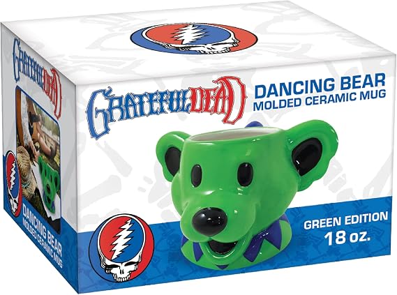 ICUP Grateful Dead Dancing Bear 16oz Ceramic Green Mug | Novelty Coffee Mugs | Deadhead Gifts | Licensed Rock Merchandise (Green)