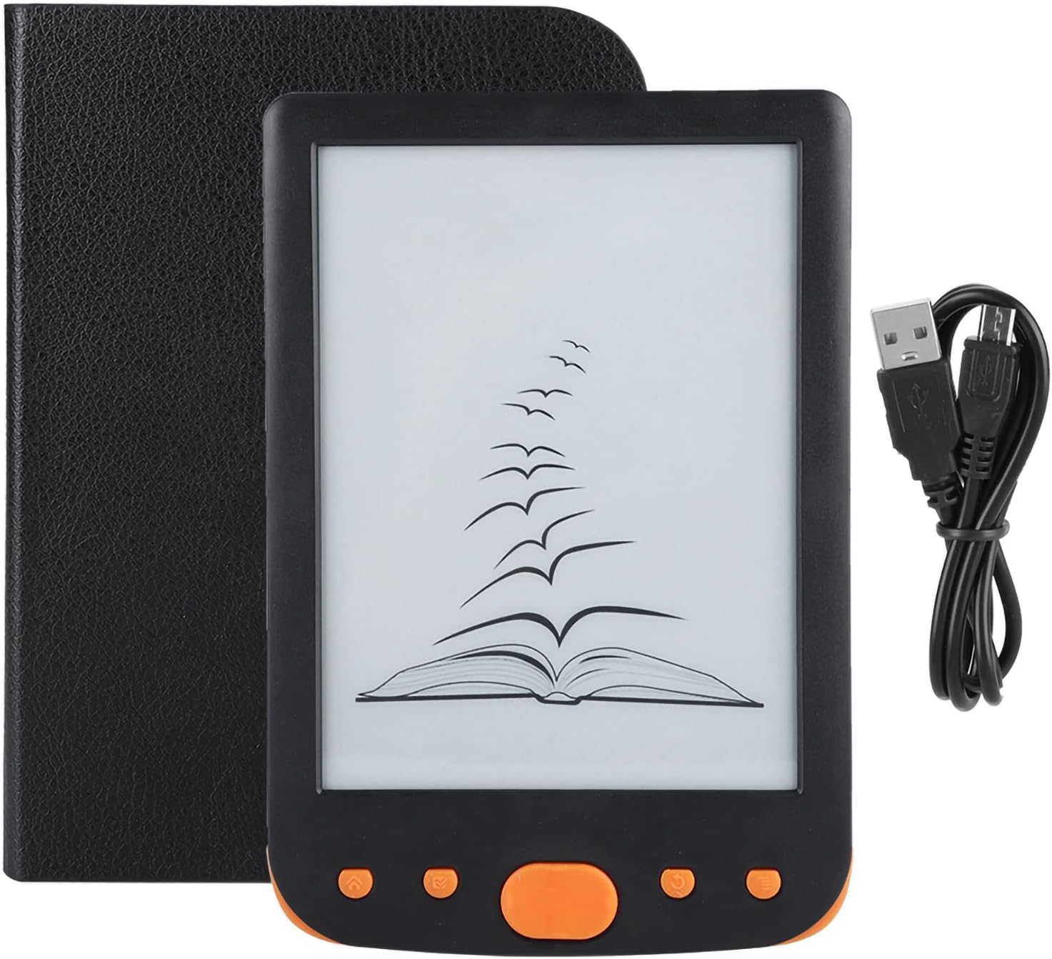 BK 6025L 6INCH E-Book Reader, Portable Digital E-Reader with 8GB Storage, Front E-Ink Screen, Supports Multiple Formats Orange