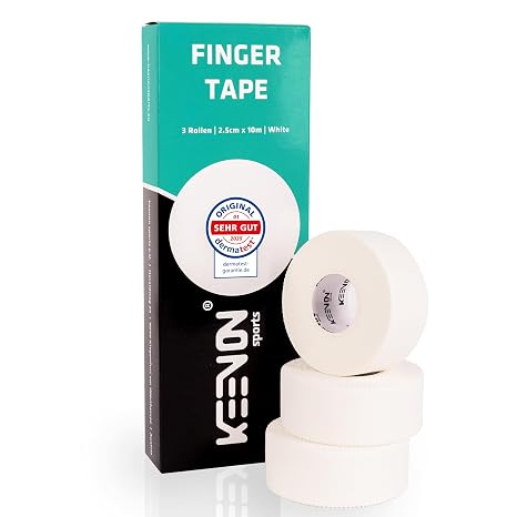 keenon sports Finger Tape - Dermatest Very Good - Boulder Tape Climbing Tape - Hand Tape Volleyball Basketball Handball - Sports Tape (3 Rolls of 10 m each 2.5 cm Wide White)