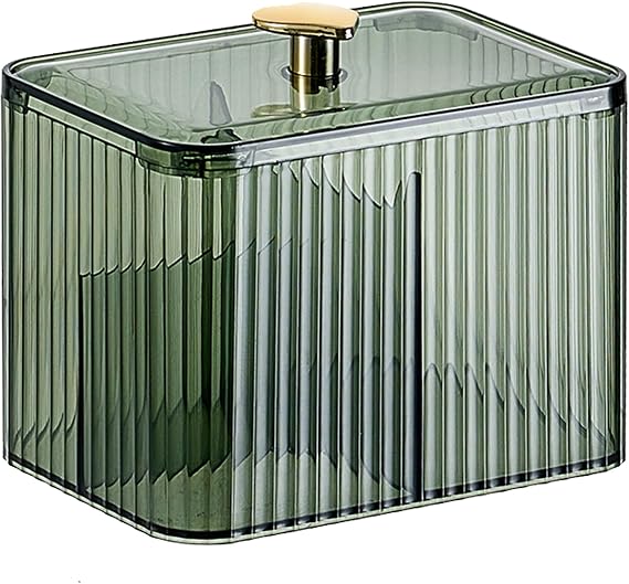 Veki Cotton Bud Holder, Bathroom Organiser for Cotton Pad, Green 1Pc