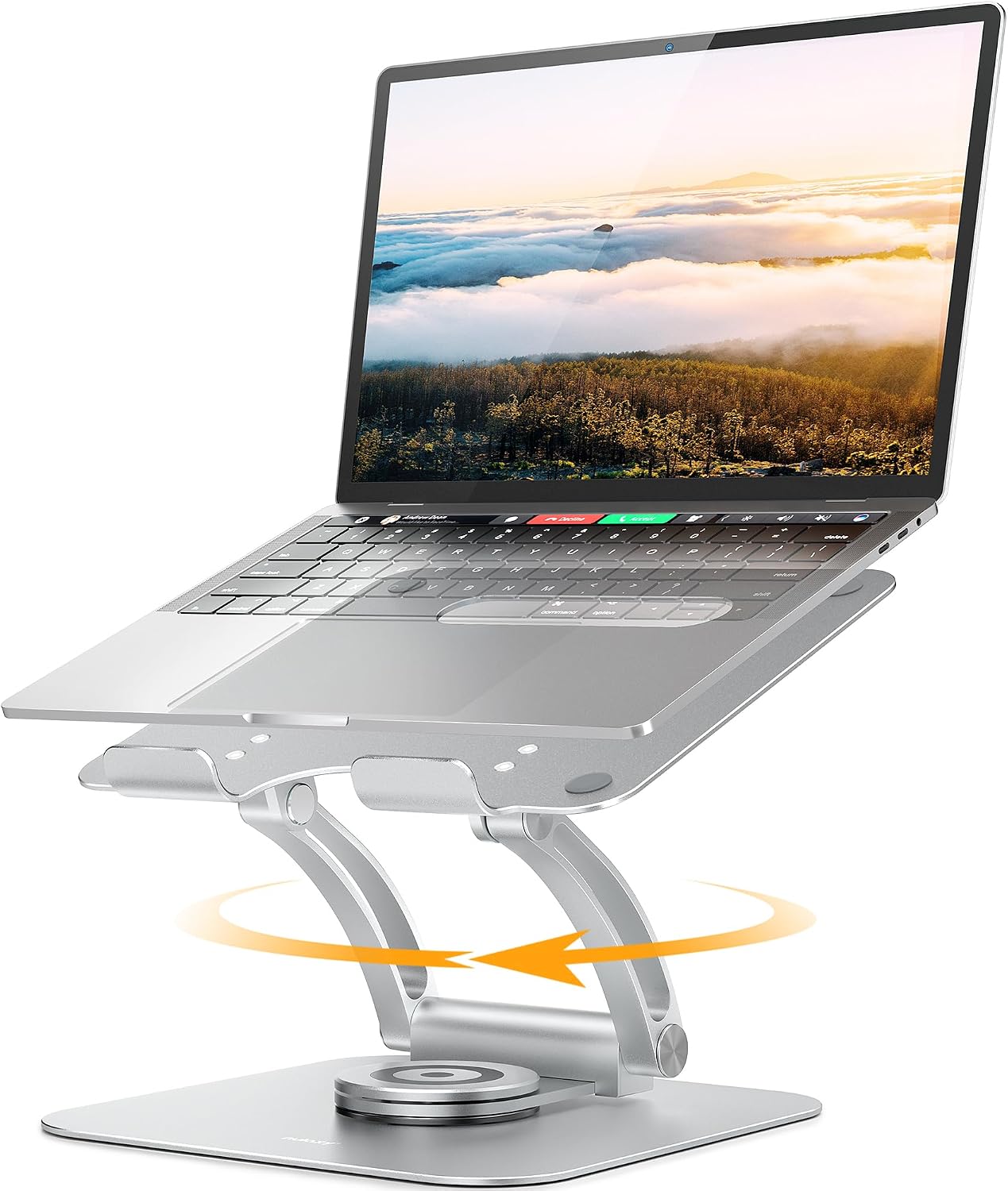 Nulaxy Laptop Stand for Desk with 360 Rotating Base, Ergonomic Height Angle Adjustable Laptop Riser with Heat-Vent Computer Stand Holds up to 22lbs Compatible with All Laptop Notebook MacBook Silver