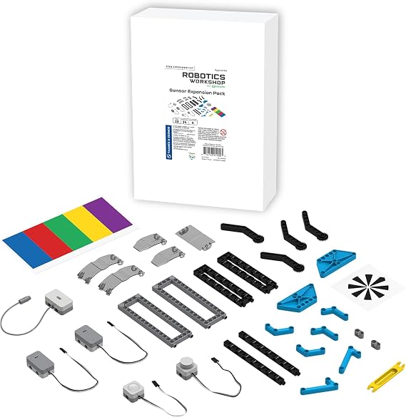 Thames & Kosmos Sensor Expansion Pack for Robotics Engineering Workshop Micro:bit Expansion Educational Coding & Programming Curriculum Add Sensors and Components for Use with Base Robot Workshop Kit