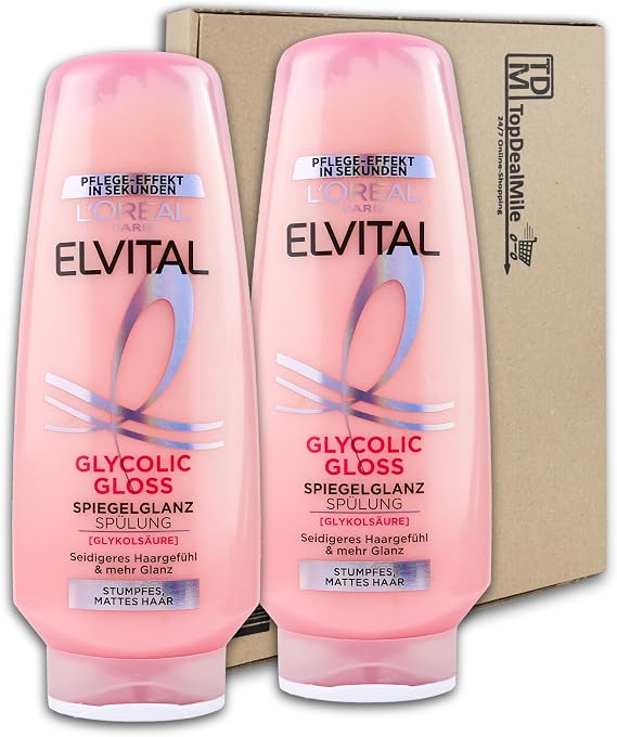 TopDealMile Storage Pack for Loreal Elvital Conditioner Glycolic Gloss Mirror Gloss 2 x 250 ml