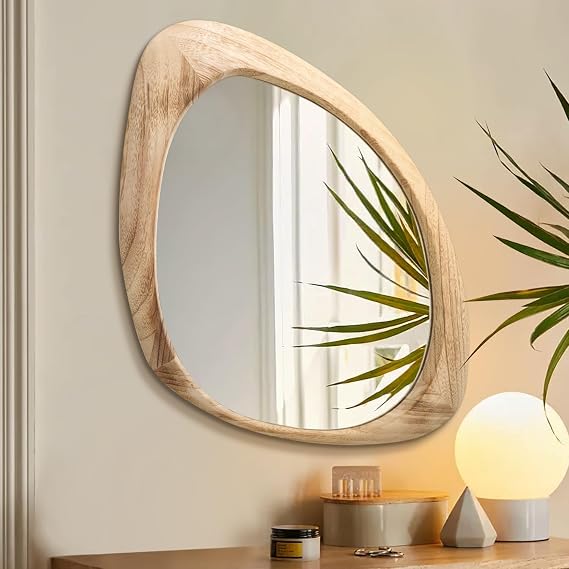 AAZZKANG Asymmetrical Wall Mirror Large 60L x 40W cm Rustic Irregular Vanity Mirrors Rustic Decorative for Bathroom Bedroom Living Room Hallway