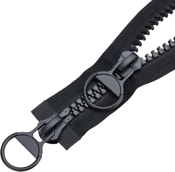 2-Way Zipper Fastener in Plastic - 75 cm #15 - Large Black Zipper - For Coat, Down Jacket, Jackets TXZWJZ (75 cm, 2 Ways)