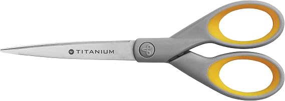 Westcott E-30470 00 Titanium Super Softgrip Scissors 18 cm Grey/Yellow