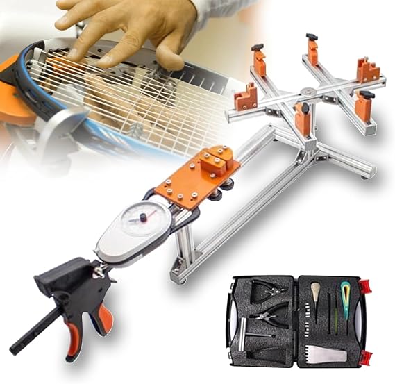 Racket Stringing Machine with Tool Kit, Aluminum Alloy Tabletop Wire Stretch for Tennis Badminton, Beginner to Pro Use