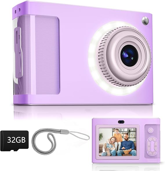 Digital Camera,ARNSSIEN 1080P Vintage Kids Digital Camera,with 2.4”Screen and 16 LED Filling Lights,Birthday Festival Present for Teens, Students, Beginners,Y2