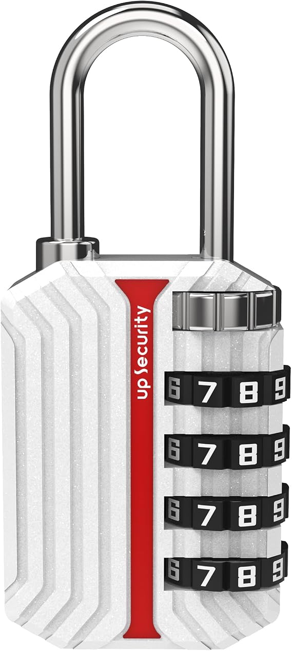 Gym Locker Lock, 4 Digit Combination Padlocks for Outdoor Use, Travel Luggage Combo Locks, Pad Lock with Code for Storage Cabinet, Case, School Locker, Box (Non-Luminous, White)