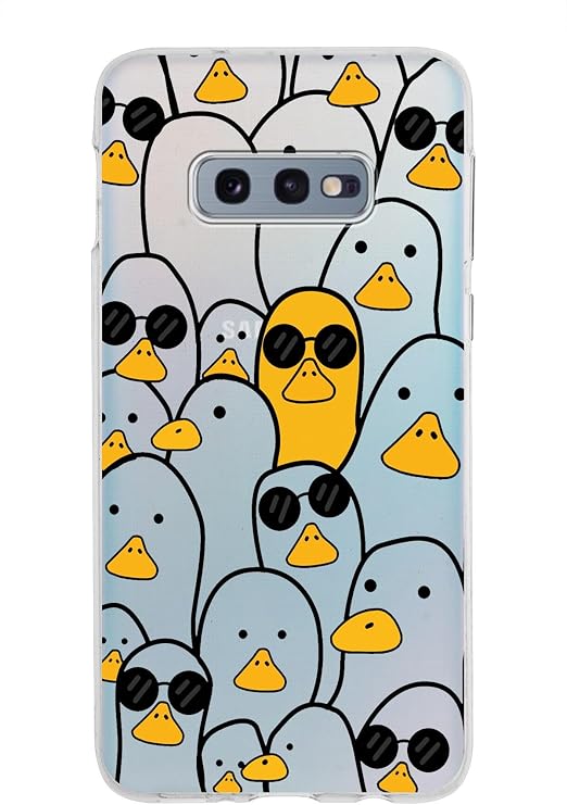 PrintiFy Samsung Galaxy S10E ile Uyumlu Kapak Duck Tasarımlı 1mm Fit Şeffaf Silikon Kılıf