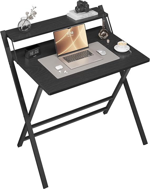 Yaheetech Foldable Desk with Monitor Stand 80 cm