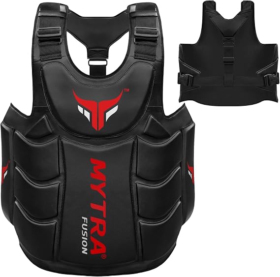 Boxing Body Protector – Heavy-Duty Chest Guard Belly Pad Body Shield for MMA, Muay Thai & Martial Arts Coaches, Trainers & Sparring Protection Gear (Black)