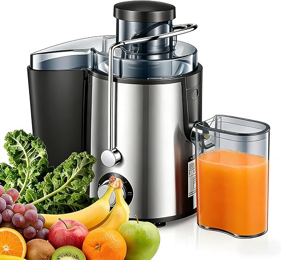 Juicer Machine,Efficient Centrifugal Juicer | 68mm Large Feed Chute for Whole Fruit and Vegetable Extraction, 3 Adjustable Speeds, Easy to Clean Design – Ideal for Family and Healthy Living，Stainless