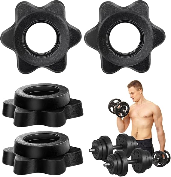 4 PCS Hex Dumbbell Clips - 1"/25 mm Spin-Lock Barbell Collars
