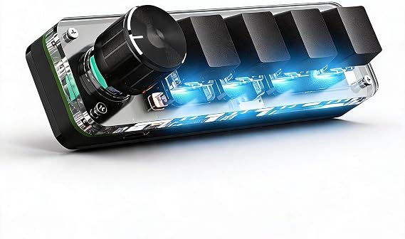 Bewinner Mini 4キーキーパッド メカニカルゲーミングキーボード、バックライトプログラミングマクロキーパッド、ノブ1個、USB Bluetooth ミニキーパッド ゲームオフィスメディア用