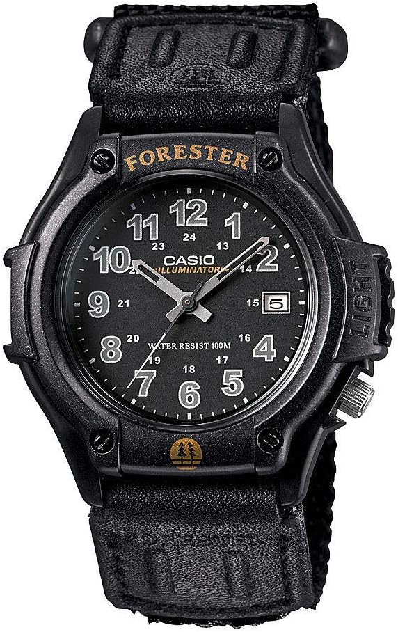 Casio FT500WC-1BV Men's Forester Illuminator LED Light Black Dial Velcro Band Analog Watch, Black, Analog Watch