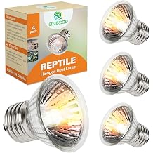 UVA UVB Heat Bulb 4-Pack 25W, E27 Reptile UVB Heat Lamp Dimmable, Tortoise Basking Spot Light Bulb for Reptile, Turtle, Lizard, Gecko, Bearded Dragon [Energy Class E]
