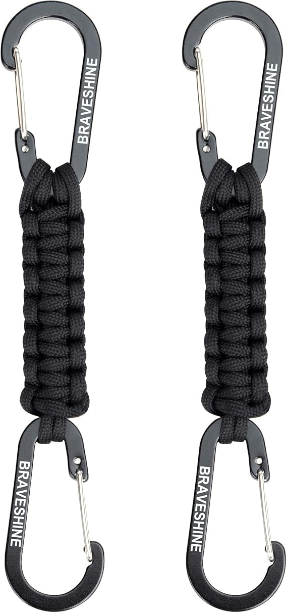 BRAVESHINE Keychain with Snap Hook Carabiner Clips, Paracord Keychain Carabiner Clips with Locking D Ring Hooks Hangers, Heavy Duty Lanyard Key Chain for Car Keys, Backpack, Tools, Men, Women