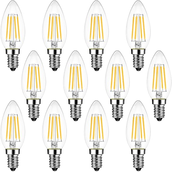 ANWIO E14 LED Bulbs,E14 Led Light Bulb Warm White 40W Incandescent Equivalent LED Candle Bulbs Small Screw,C35 4W SES Small Edison Led Bulb, 2700K, 470Lm,Non-Dimmable (6 Pack) [Energy Class E]