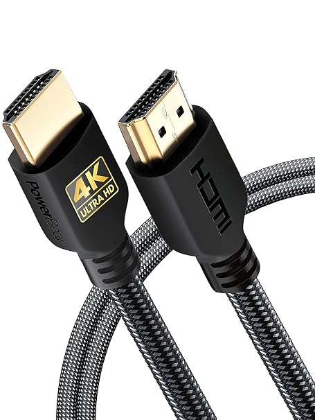 PowerBear 4K HDMI Cable 2M | High Speed, Braided Nylon & Gold Connectors, 4K @ 60Hz, Ultra HD, 2K, 1080P, ARC & CL3 Rated | for Laptop, Monitor, PS5, PS4, Xbox One, Fire TV, Apple TV PC