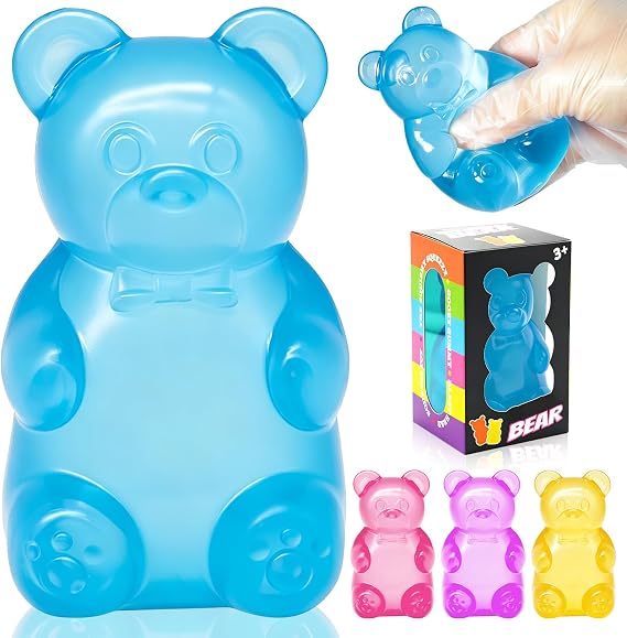 Bear Squishy Toy, Squishy Stress Balls Fidget Toy, Filled Squishy Toys for Kids & Adults Stress Relief, Slow Rise Squishy Stress Balls, Birthday Gifts Party Favors (Blue)
