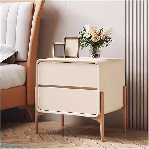 Nightstand Minimalist BedroomNightstand Small Bedside Solid Wood Storage Cabinet with Double DrawersBedside Table Pure Color Rounded EdgesBedside Furniture Bedside Table ( Color : Blanc , Size : S )