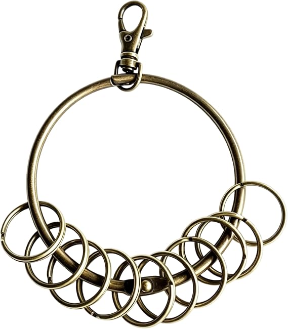 Bronze Large Round Hoop Key Ring Organizer, 85mm Multi-Ring Key Holder, 10 Pack Split Ring Keychain for Organising Multiple Keys, Jailers Fob Keyring