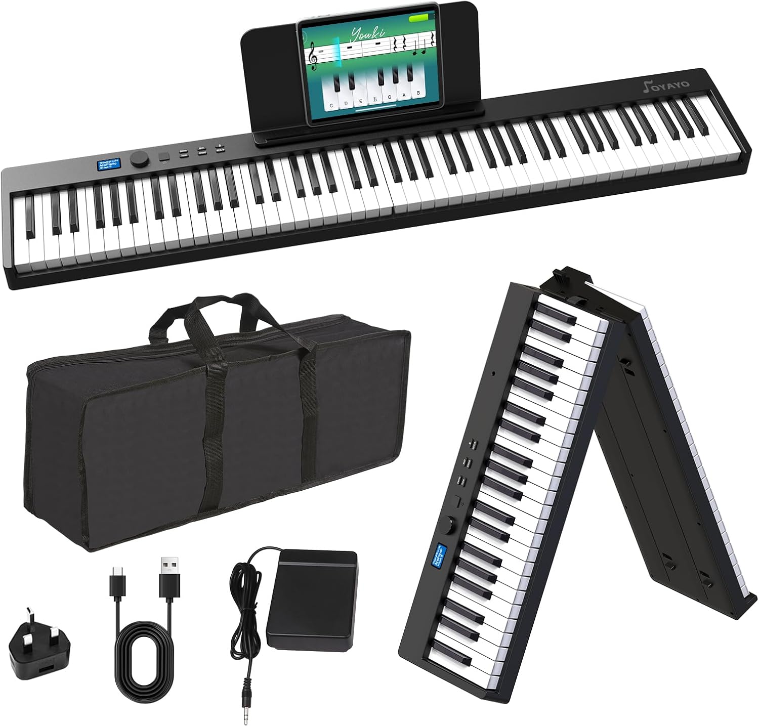 88 Key Foldable Piano (Semi-Weighted) Electronic Keyboard for European Small Apartment | Travel Piano with Bluetooth MIDI Space-Saving Digital Piano for Beginner/Student