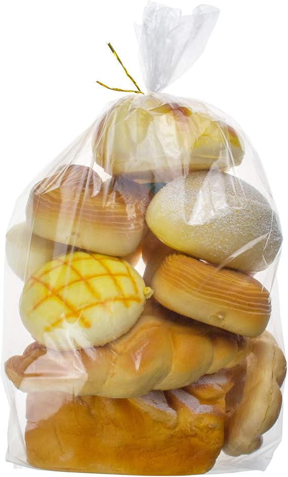 Bread Loaf Plastic Bags - 18 x 8 x 4 Inch Clear Gusseted Poly Bags with Free Twist Ties (200 Pack)…