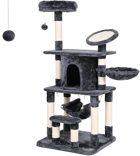 FEANDREA Cat Tree Multi-level Cat Play House Sisal Scratching Pad and Posts PCT25G