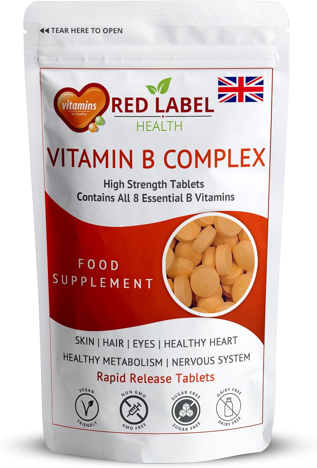 Vitamin B Complex High Strength 360 Tablets (1 Year Supply) - B1, B2, B3, B5, B6, B12, Biotin & Folic Acid for Men & Women, Vegan & Vegetarian-Friendly