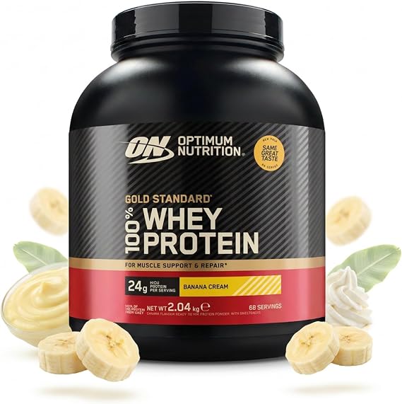 Optimum Nutrition - 100% Whey Gold (4.45 lbs) - Whey Protein - Combination of whey concentrate and whey isolate - Banana Cream
